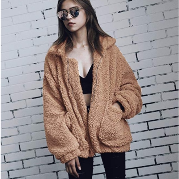 Jackets & Blazers - Faux Shearling Fuzzy Teddy Coat Tan